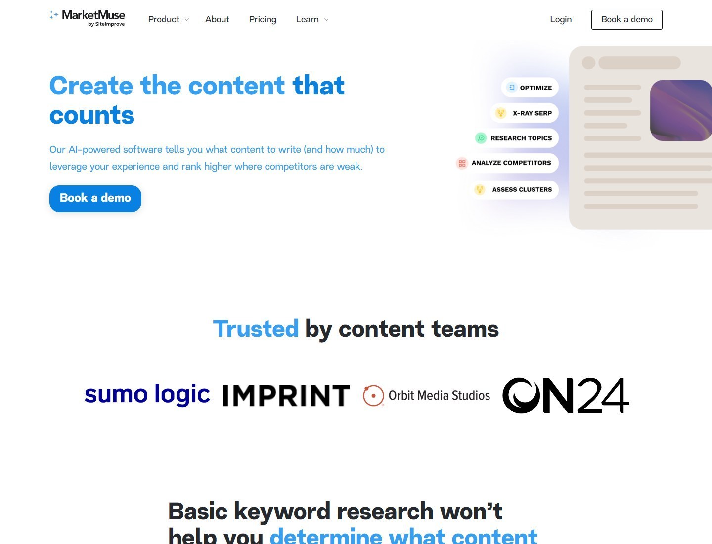 MarketMuse content strategy platform for Clearscope alternatives