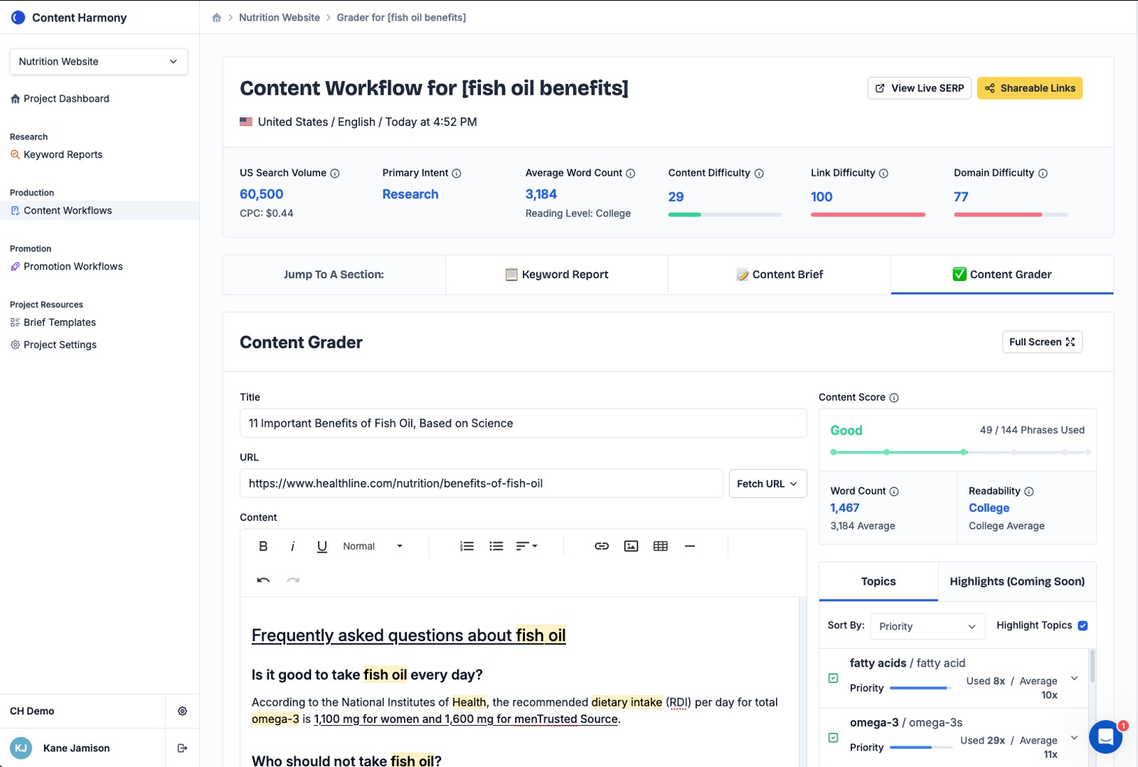 Content Harmony 2025 interface relaunch with a lighter project and workflow navigation