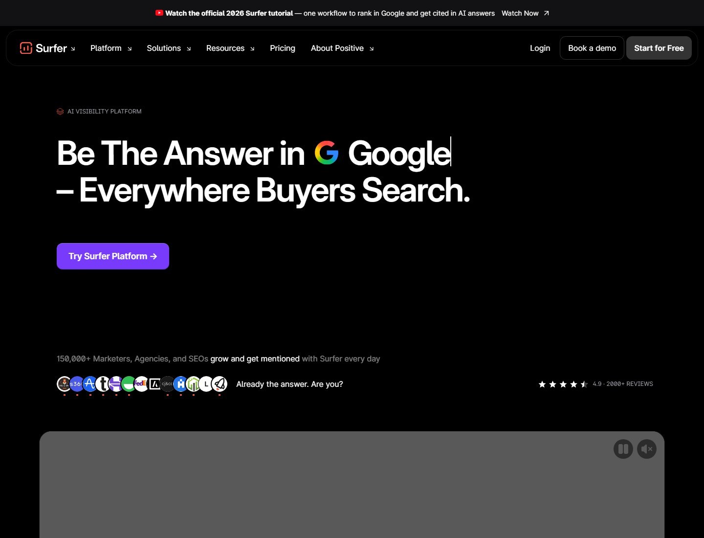 Surfer SEO homepage for comparing NeuronWriter alternatives