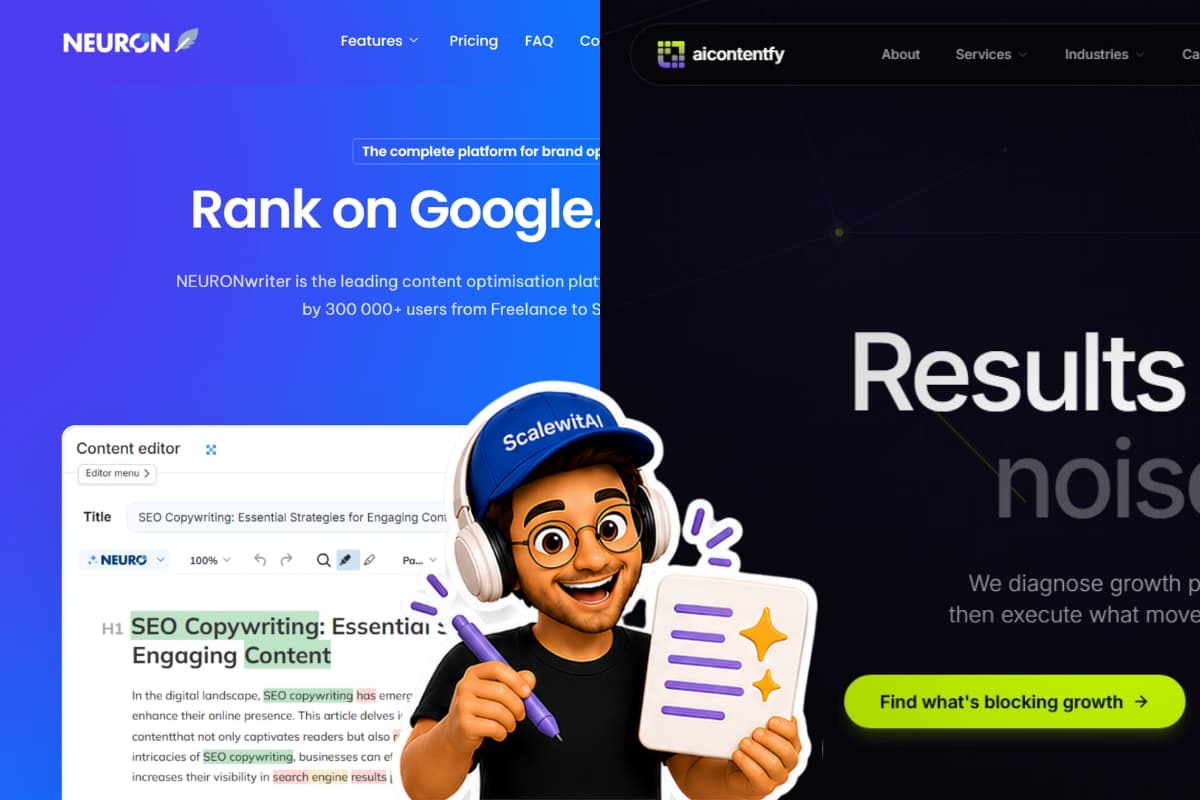 NeuronWriter vs AIContentfy comparison for SEO content workflow and service fit