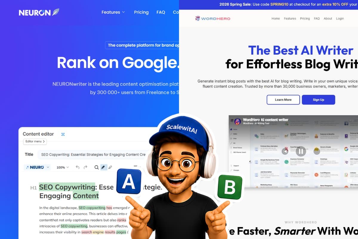 NeuronWriter vs WordHero comparison for SEO optimization and AI writing