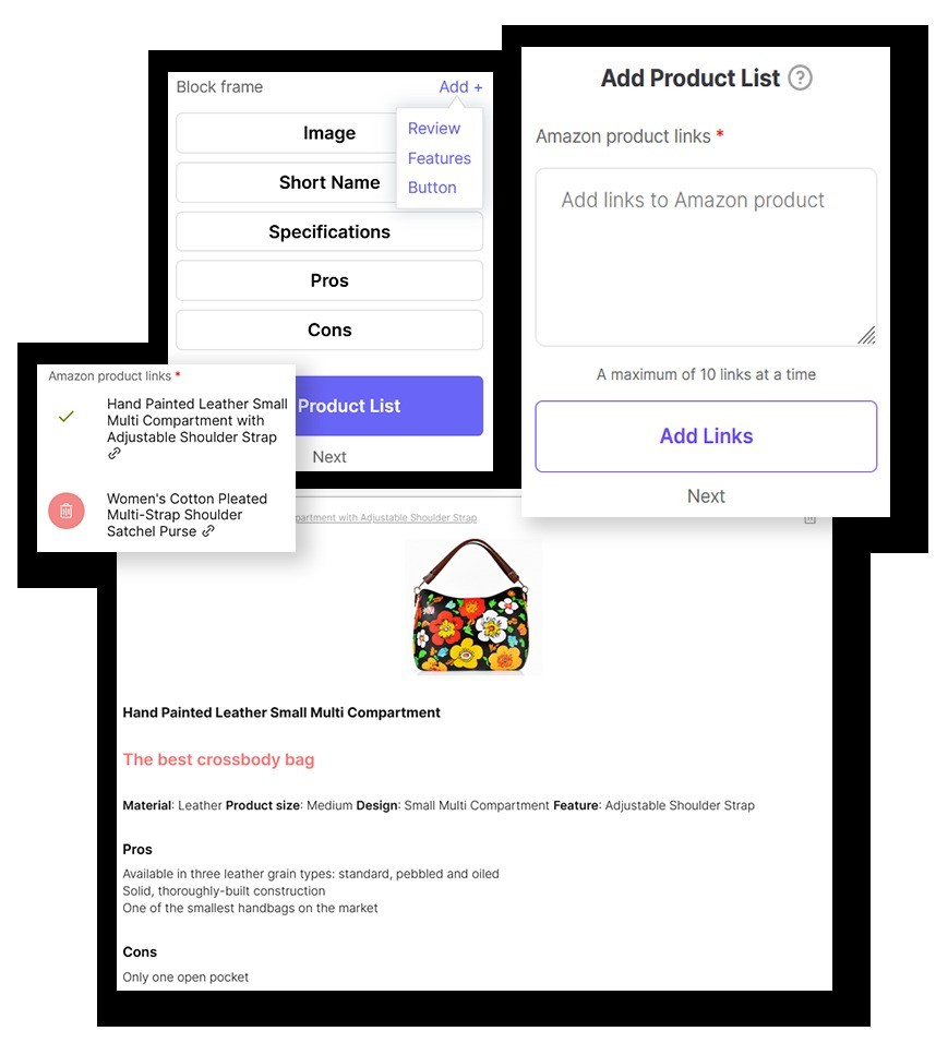 SEO Writing AI Amazon product list for affiliate articles