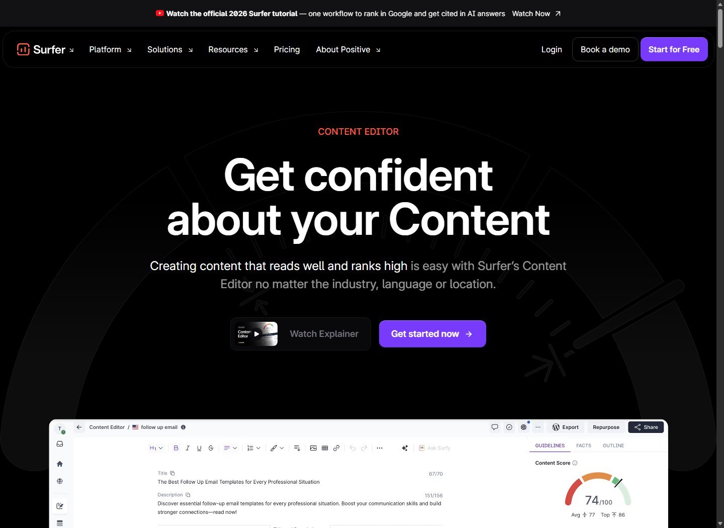 Surfer Content Editor optimization interface