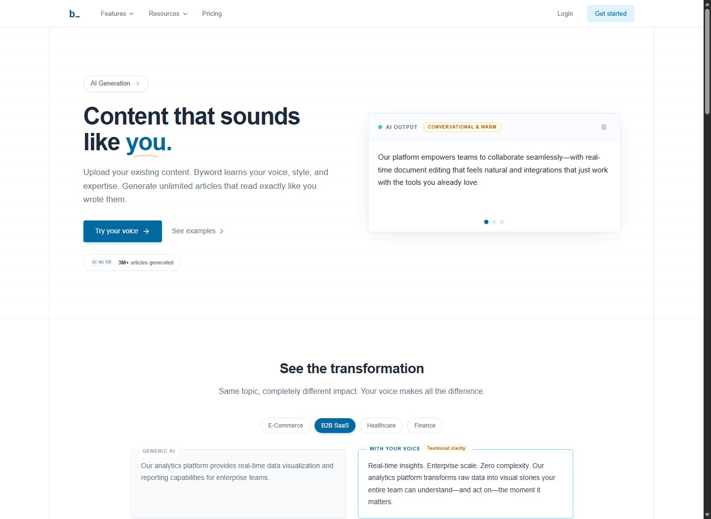 Byword AI Generation combines briefs models templates and brand controls