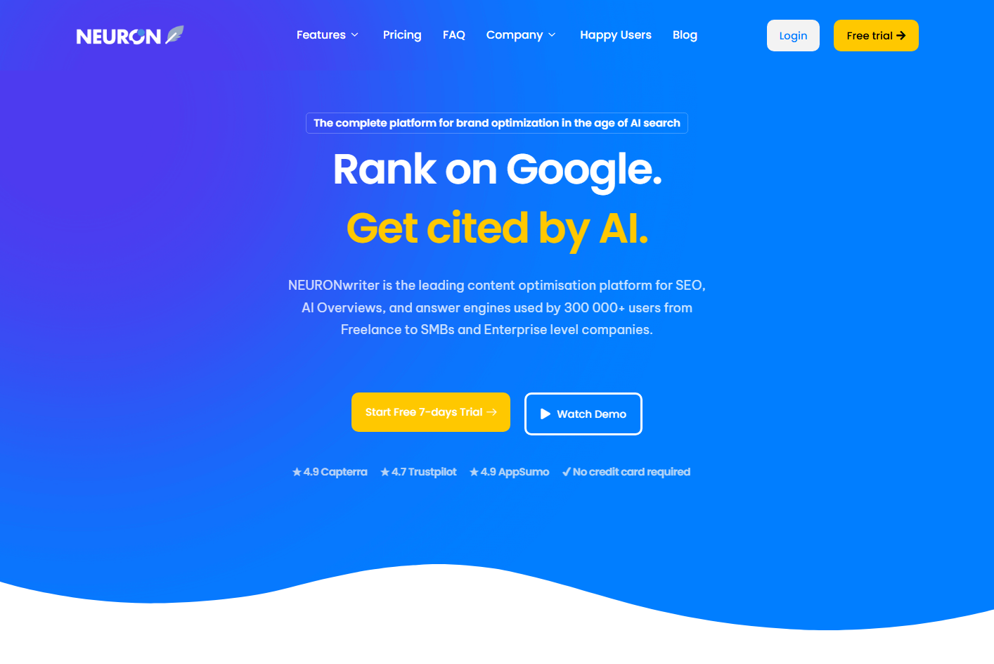NEURONwriter SEO content optimization homepage