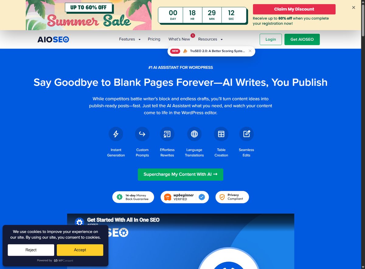 AIOSEO AI Assistant writes posts and pages directly in the WordPress editor