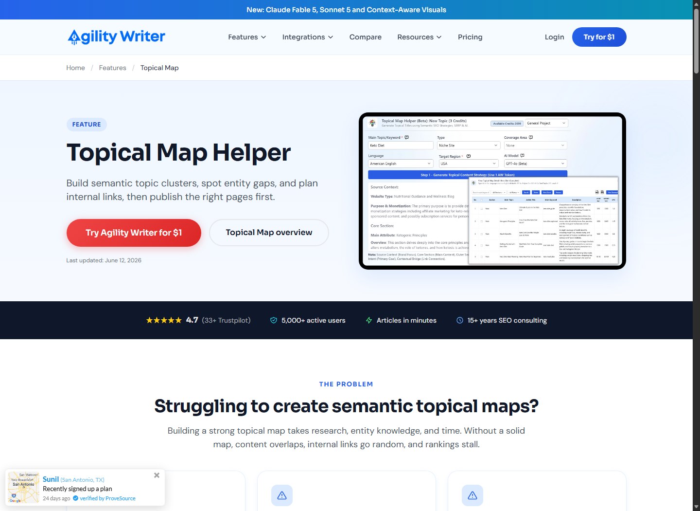 Agility Writer Topical Map Helper organizes clusters before batch generation