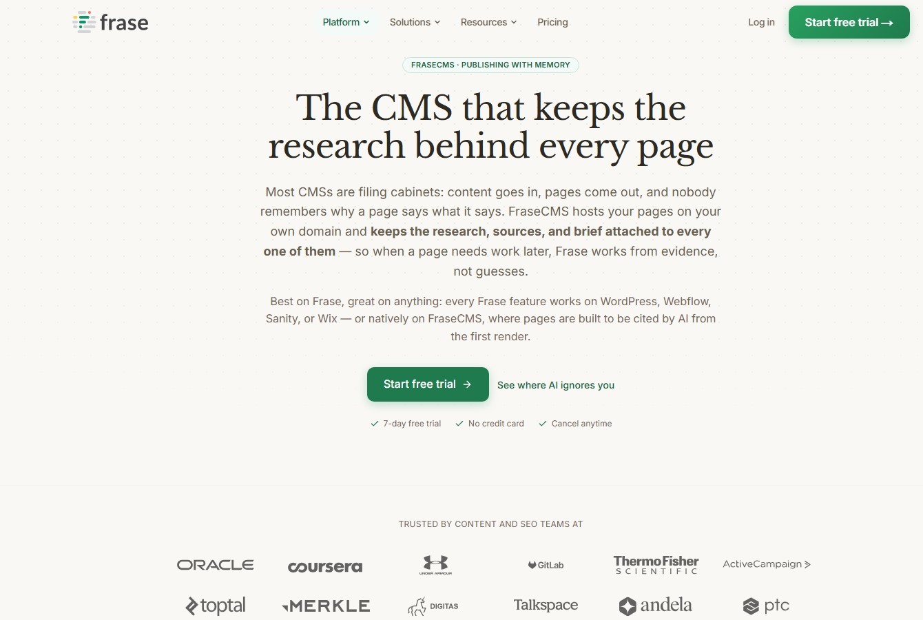 Frase public FraseCMS feature page