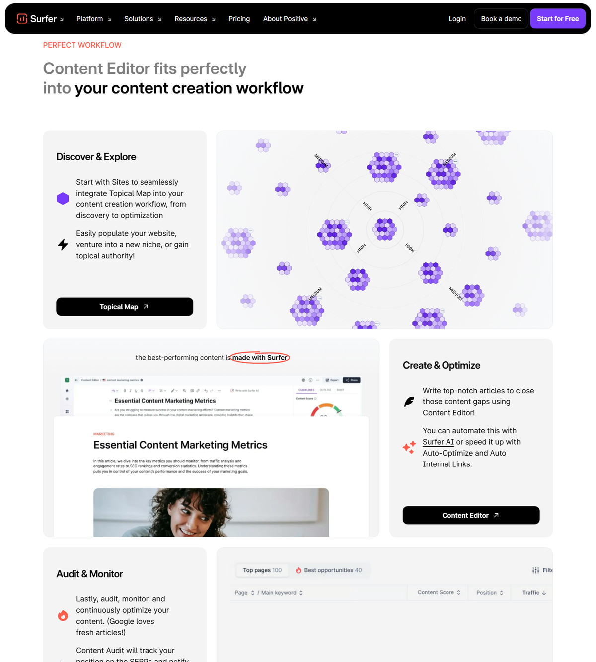 Surfer content editor product page workflow