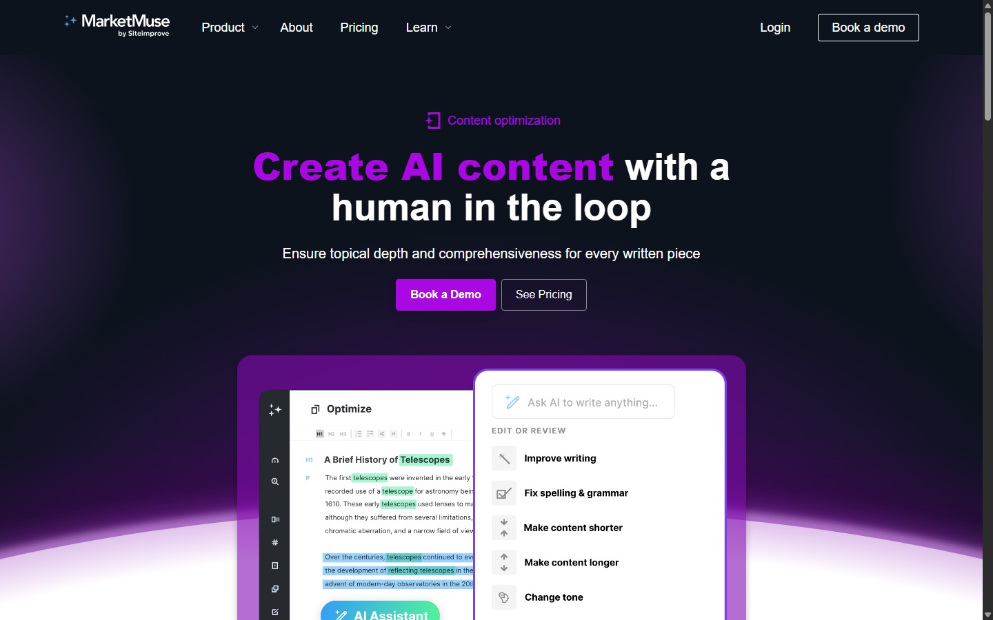 MarketMuse Optimize human-in-the-loop workflow