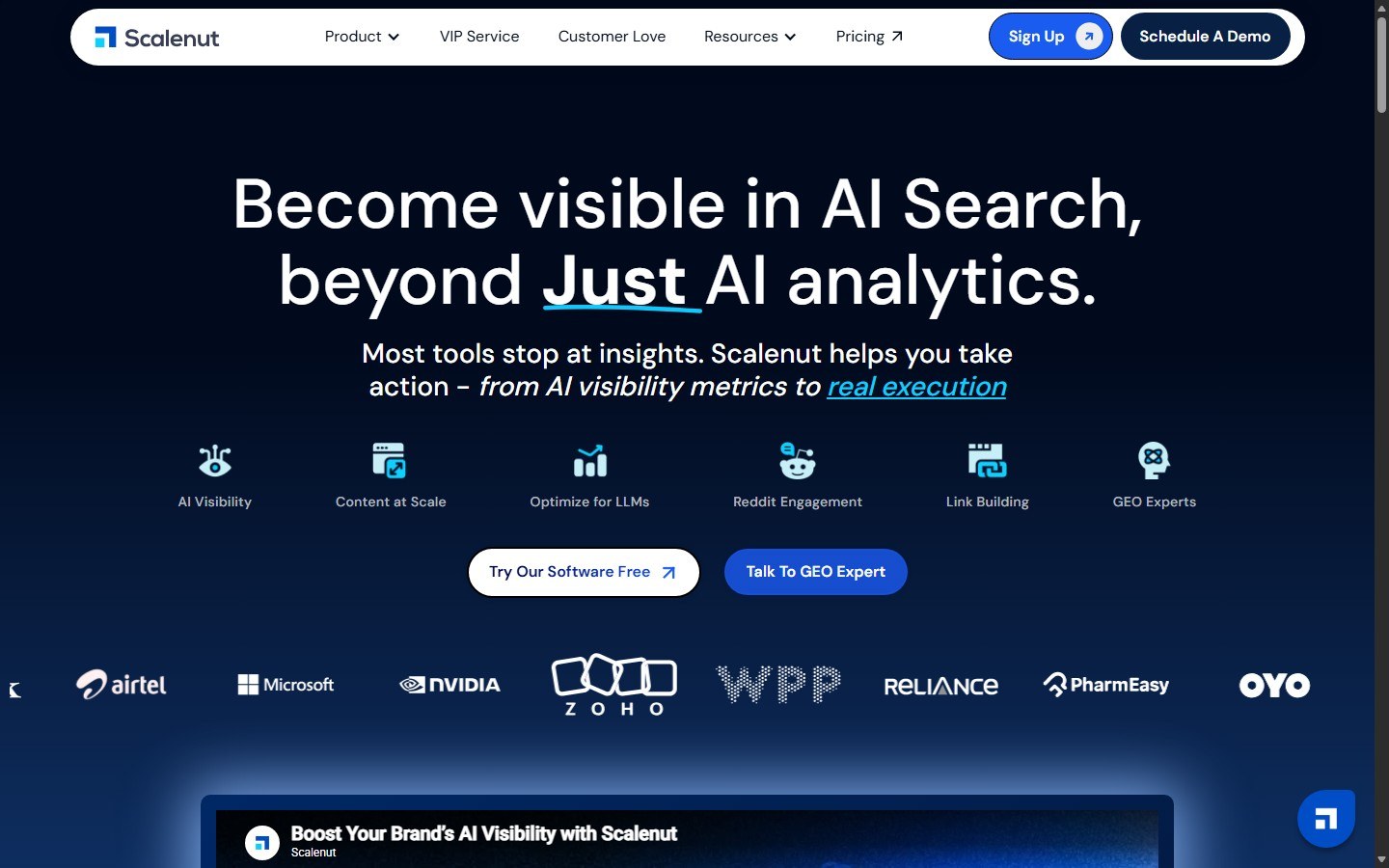 Scalenut homepage AI Search and content execution platform