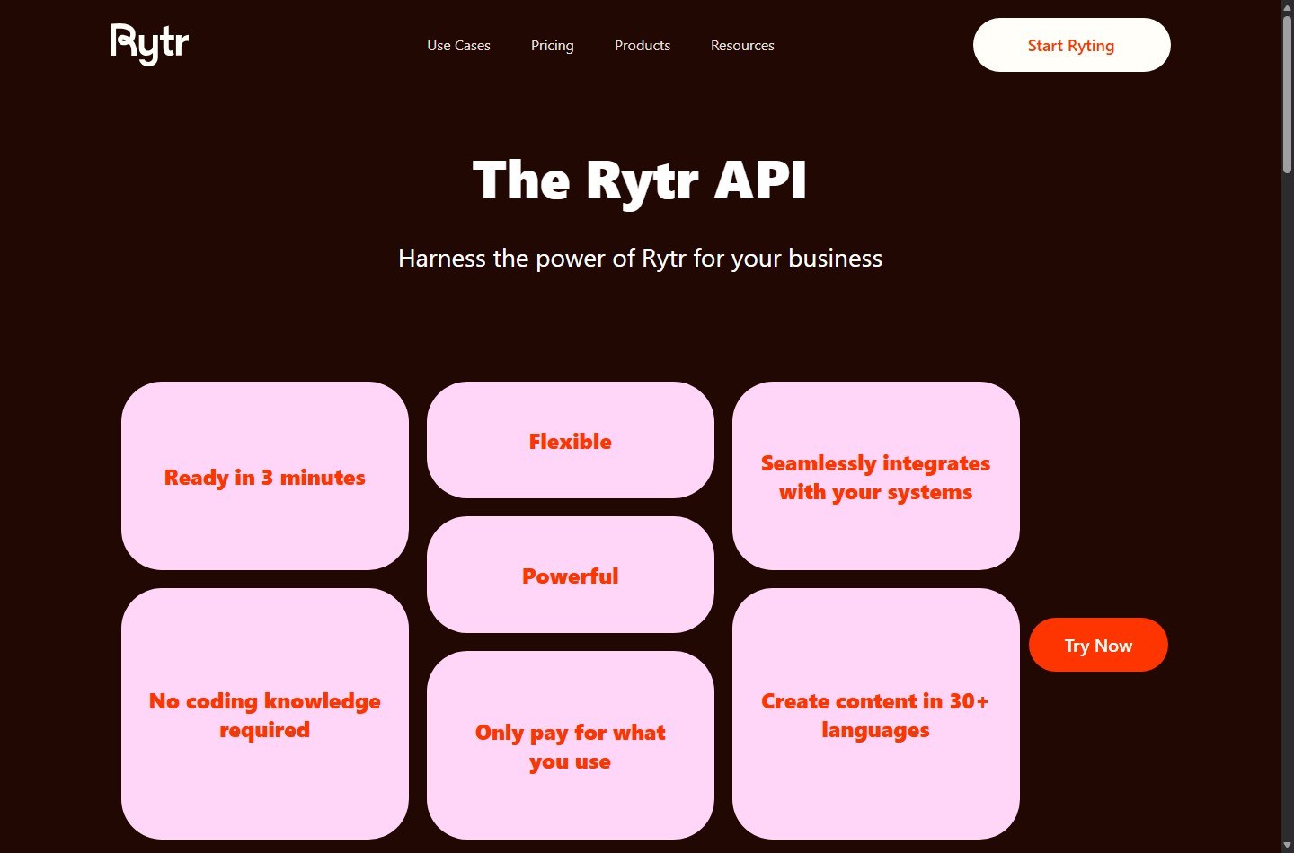 Rytr API positioning for business writing integrations