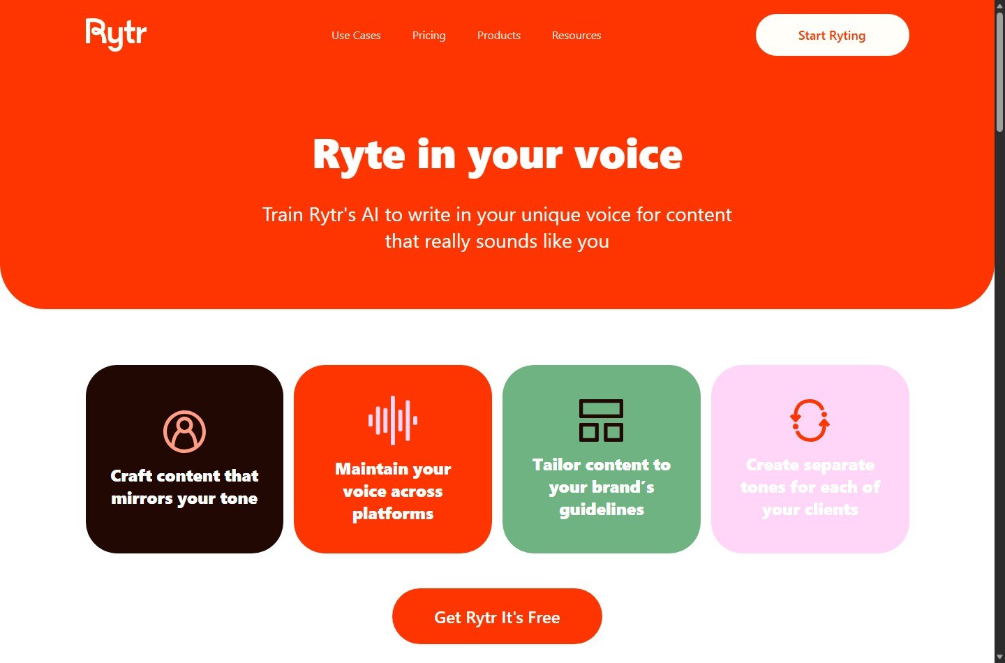 Rytr My Voice tone matching and brand guideline features