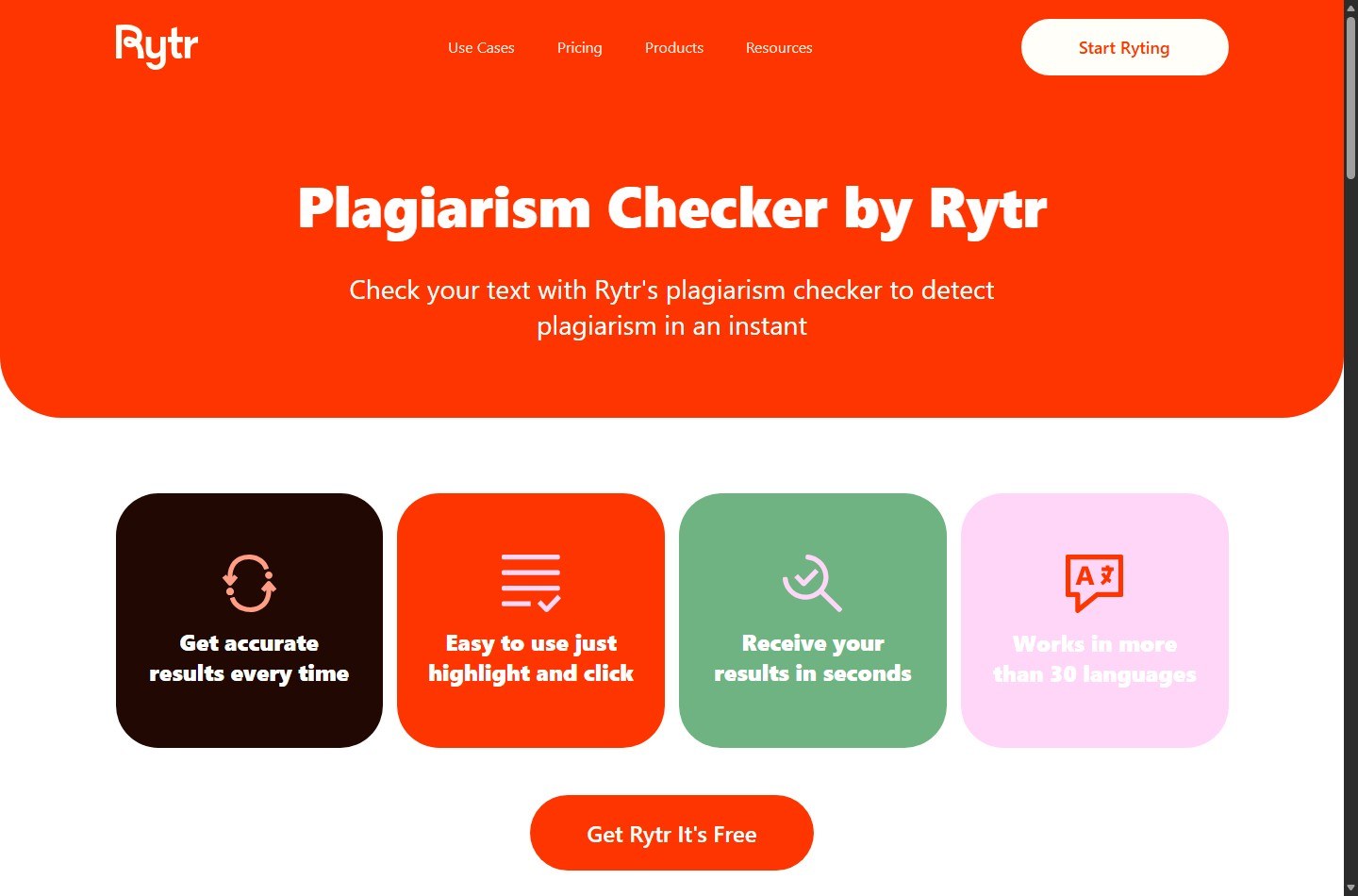 Rytr plagiarism checker powered by Copyscape