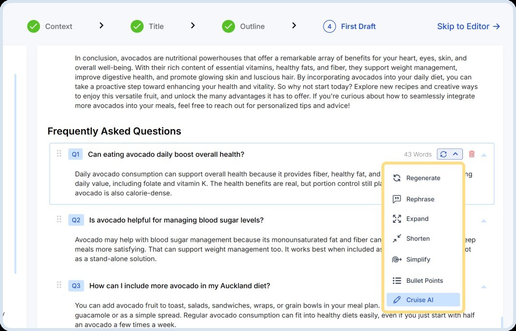 Scalenut Cruise Mode long-form content workflow