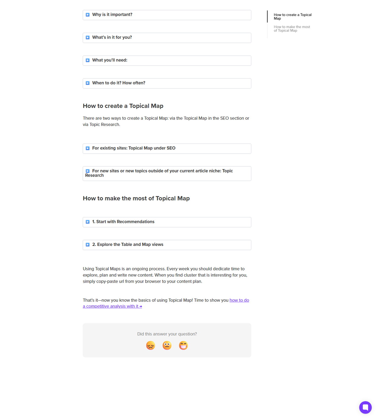 Surfer help article on finding new content ideas