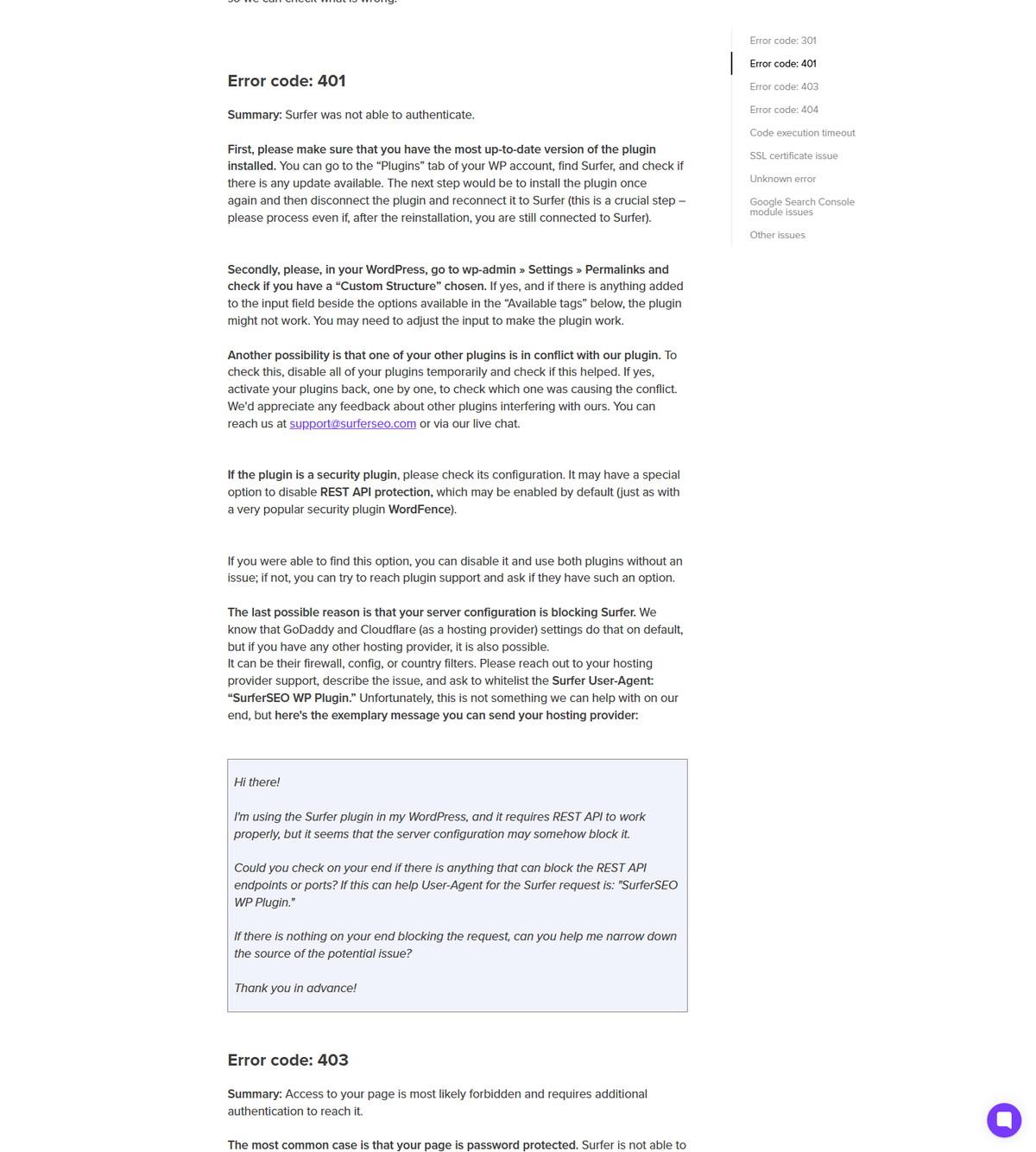 Surfer WordPress plugin troubleshooting guide