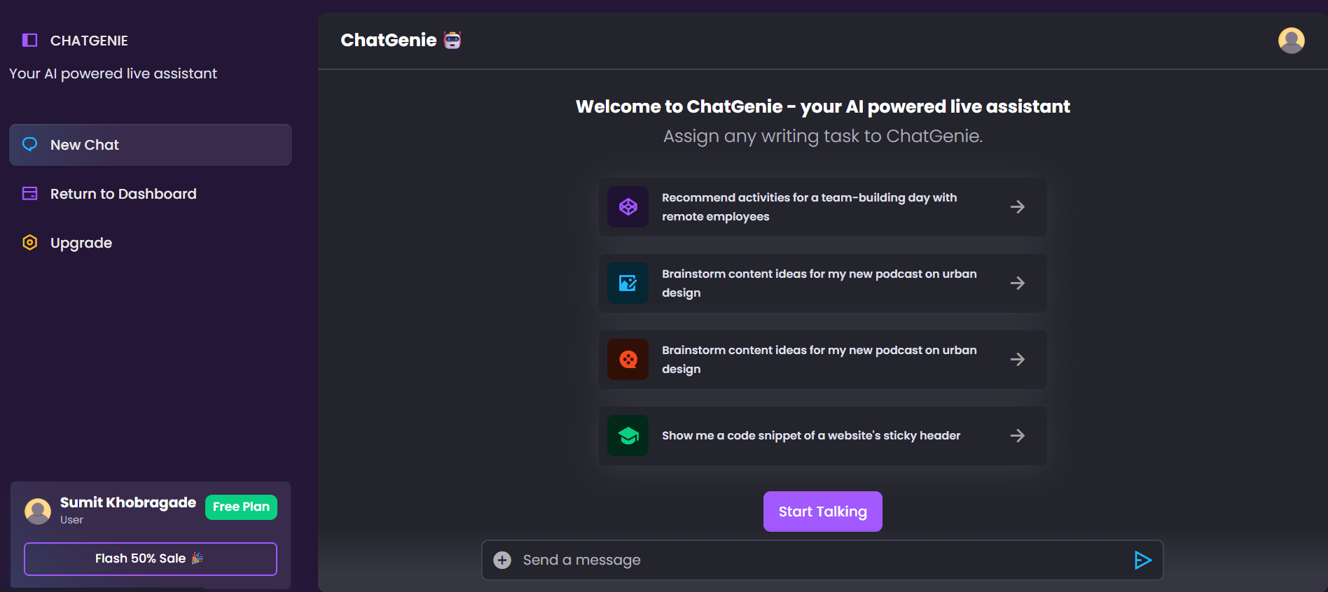 ChatGenie conversational AI interface