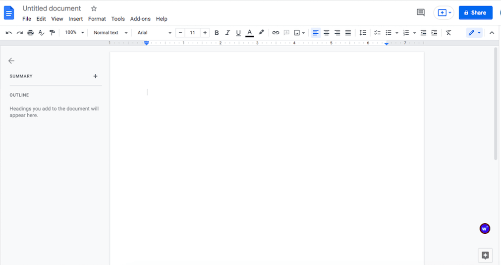 Writecream Chrome extension in Google Docs